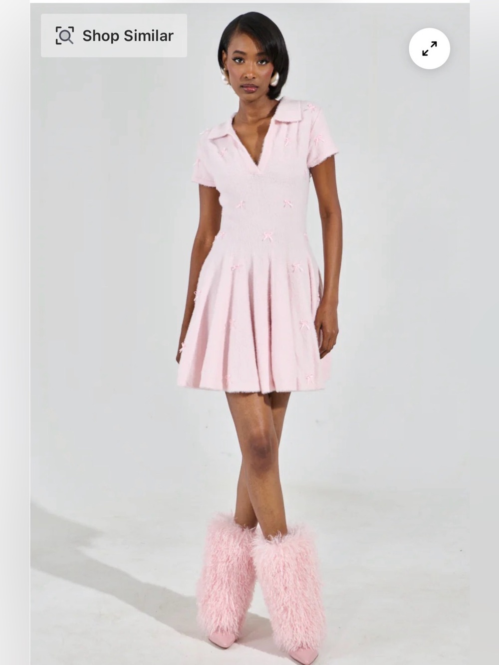 AKIRA Bow Down Mini Dress in Pink - Picture 1 of 13